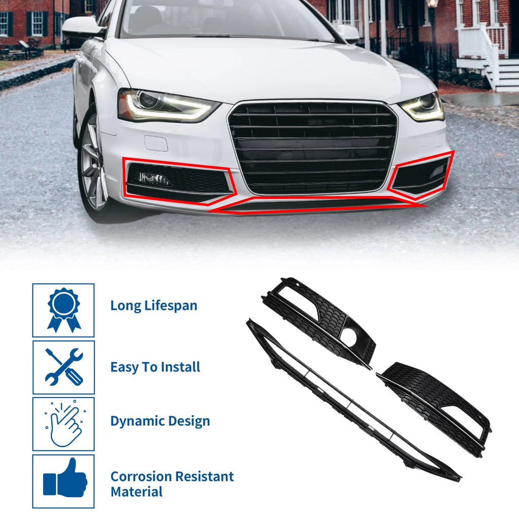Front Lower Bumper Grille for Audi A4 (2013–2015) Sport Style with Hole