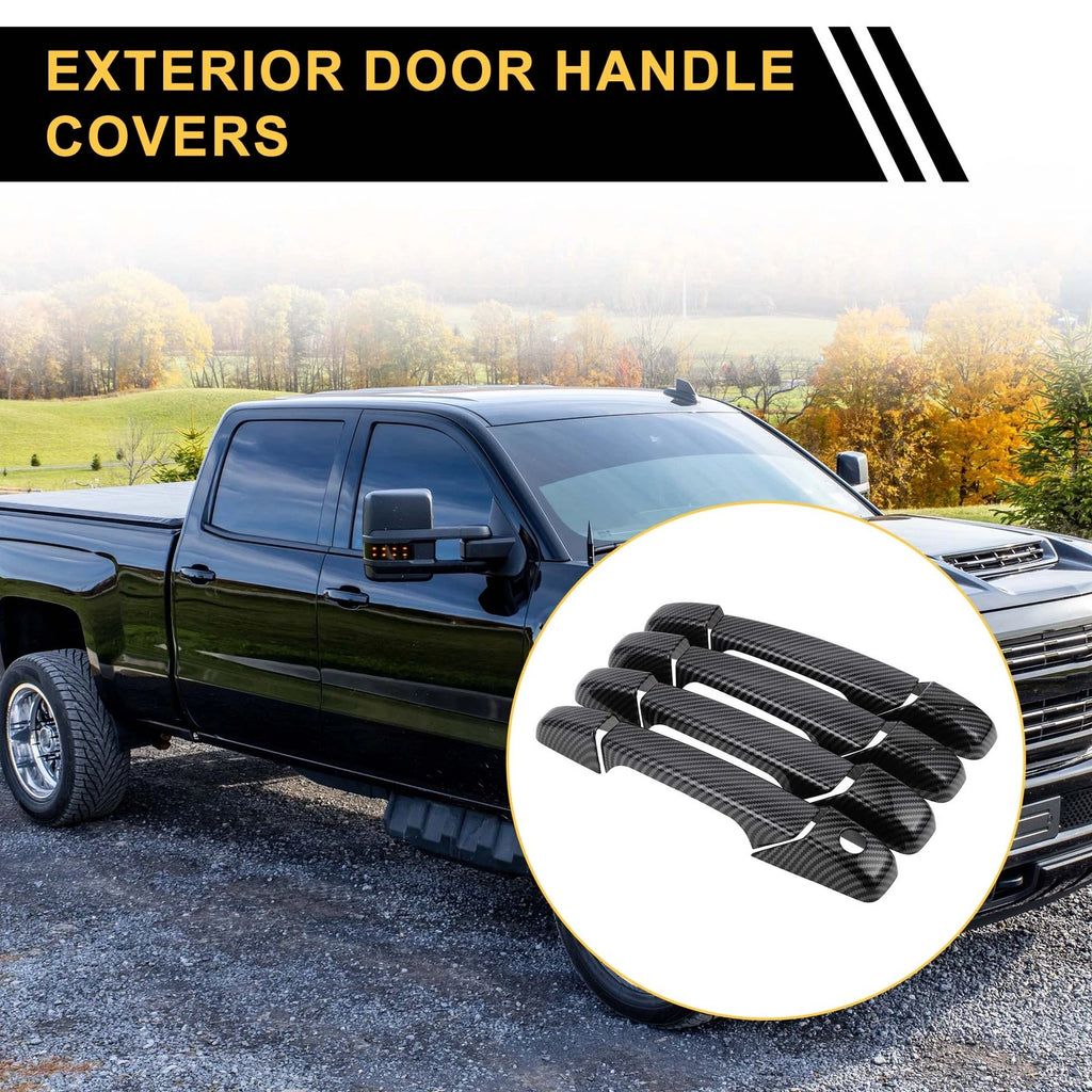 Set of 4 Exterior Door Handle Covers for Chevrolet Avalanche (2002–2013) Carbon Fiber