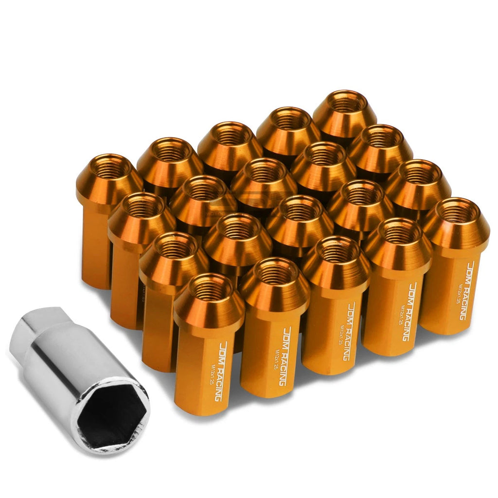 Set of 20 Closed End M12x1.25 50mm Tall Sky Blue Aluminum Lug Nuts