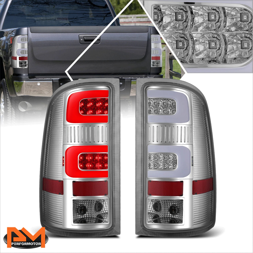 Dual 3D LED C-Tube Bar Tail Light for GMC Sierra (2007–2014) Chrome