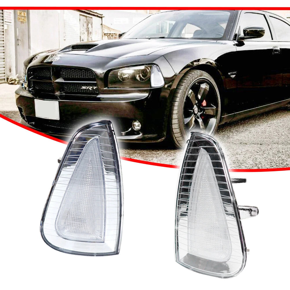 2X Clear Front Corner Turn Signal Light Housings for Dodge Charger (2006–2010)