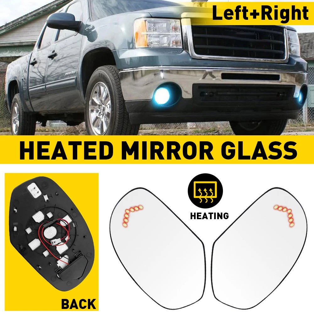 2X Heated Mirror Glass with Turn Signal for Cadillac Chevrolet GMC