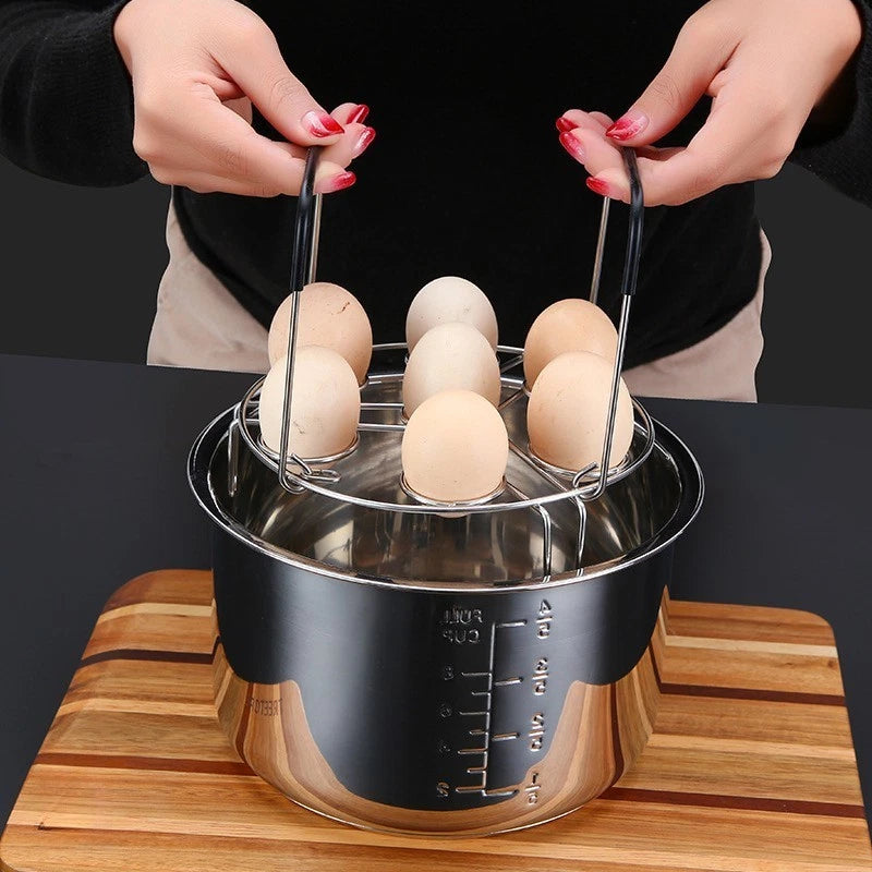 7 Hole Stainless Steel Steamer Rack with Handle for Steam Circulation (15cm)