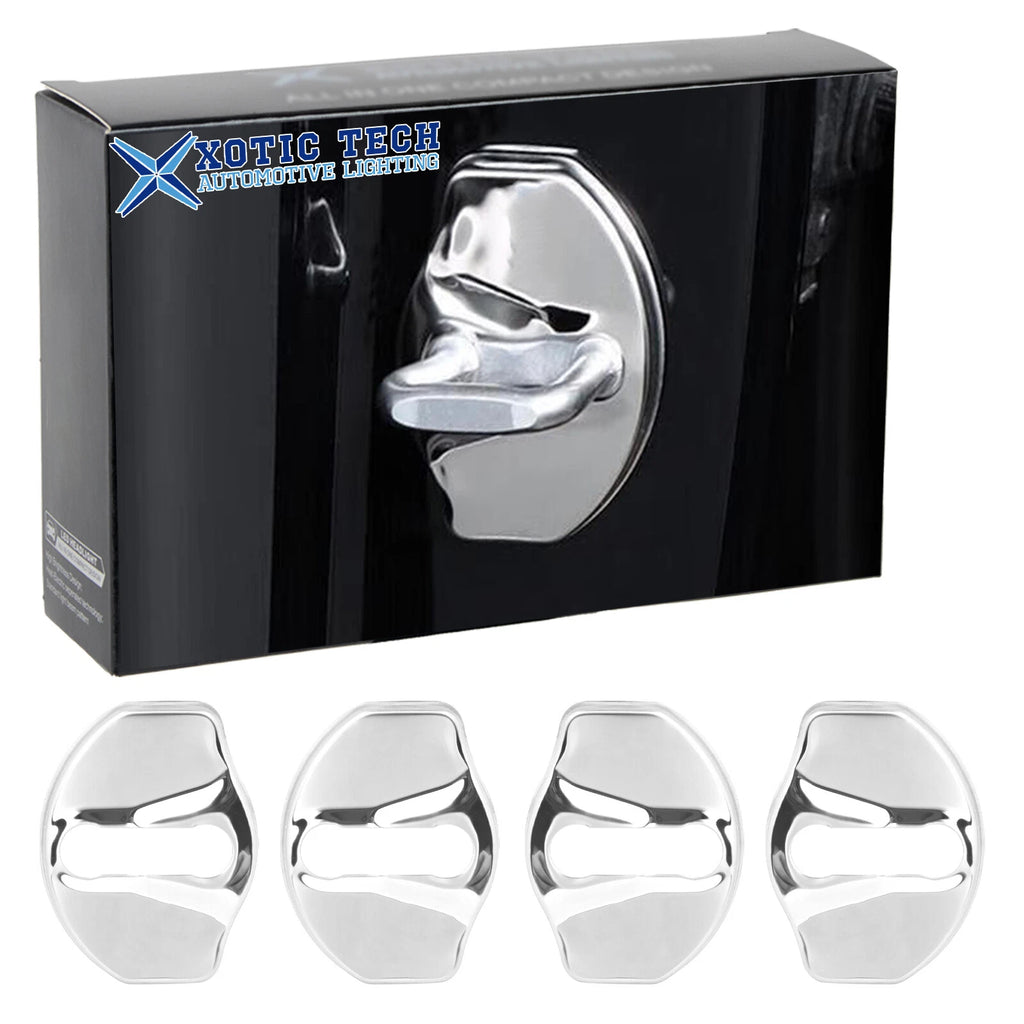 4PCS Silver Door Lock Covers for Tesla Model 3/Y (2017–2024)