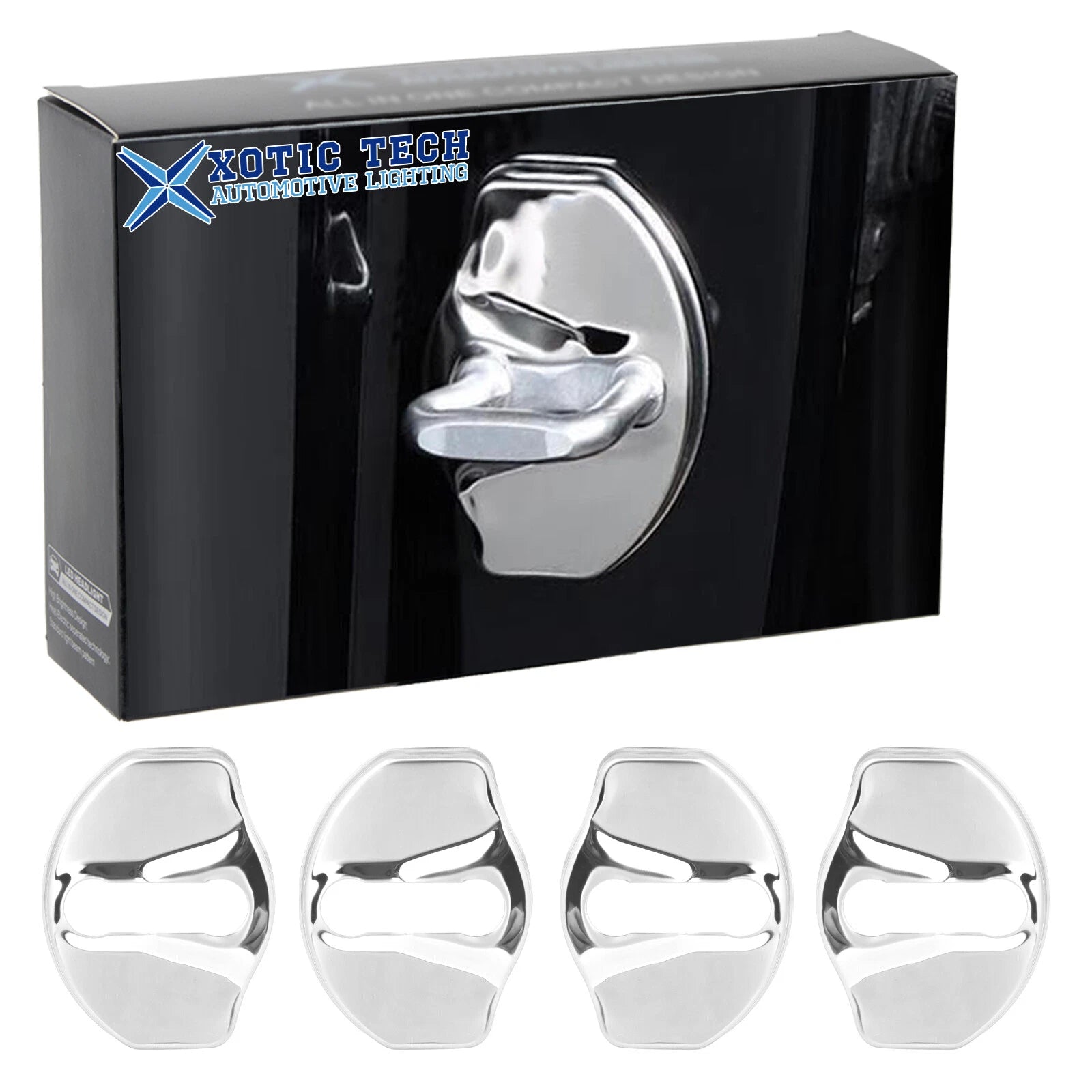 4PCS Silver Door Lock Covers for Tesla Model 3/Y (2017–2024)