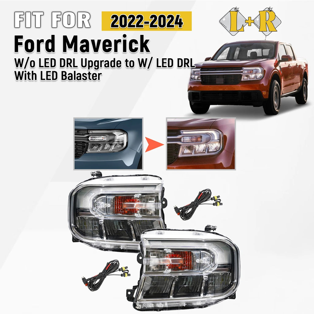 LED Headlights Pair for Ford Maverick (2022–2024) W/o DRL Upgrade