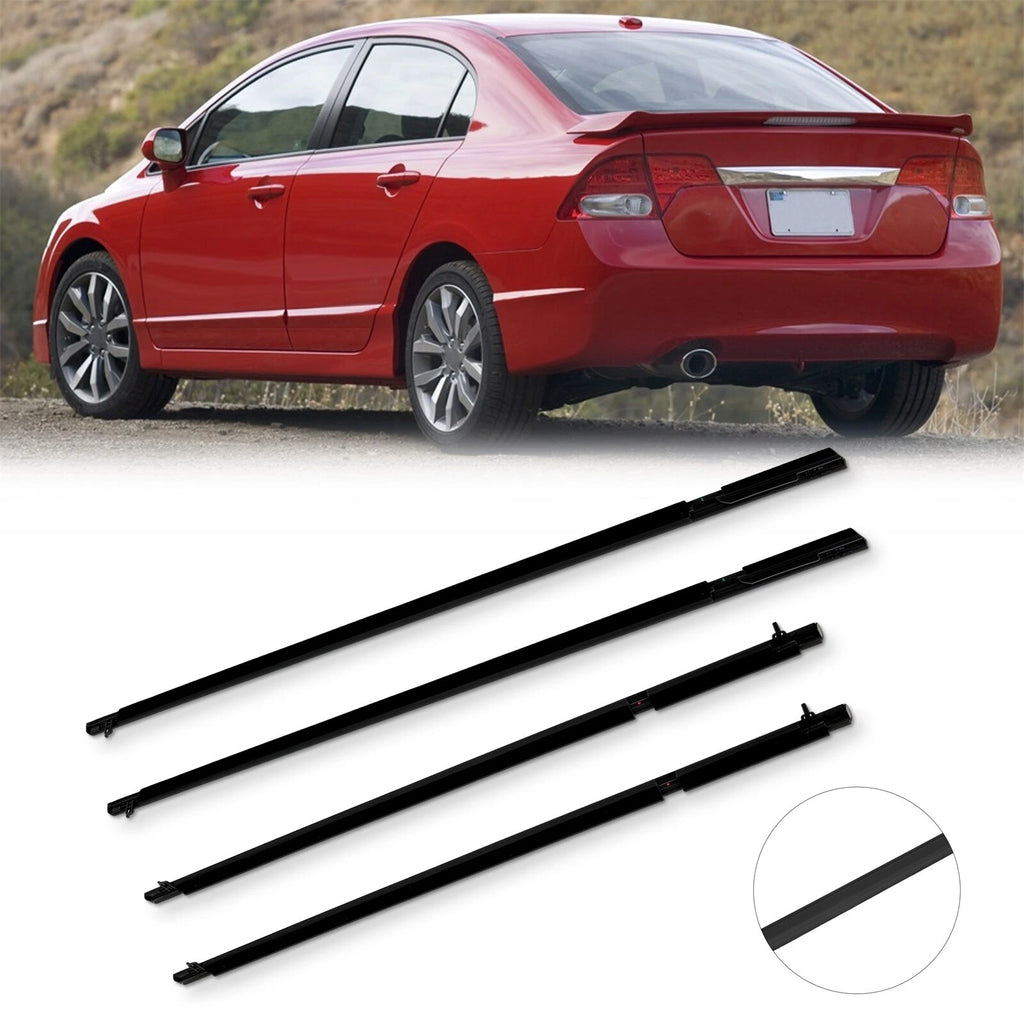 Set of 4 Weatherstrip Window Moulding Trim Seals for Honda Civic Sedan (2006–2011)