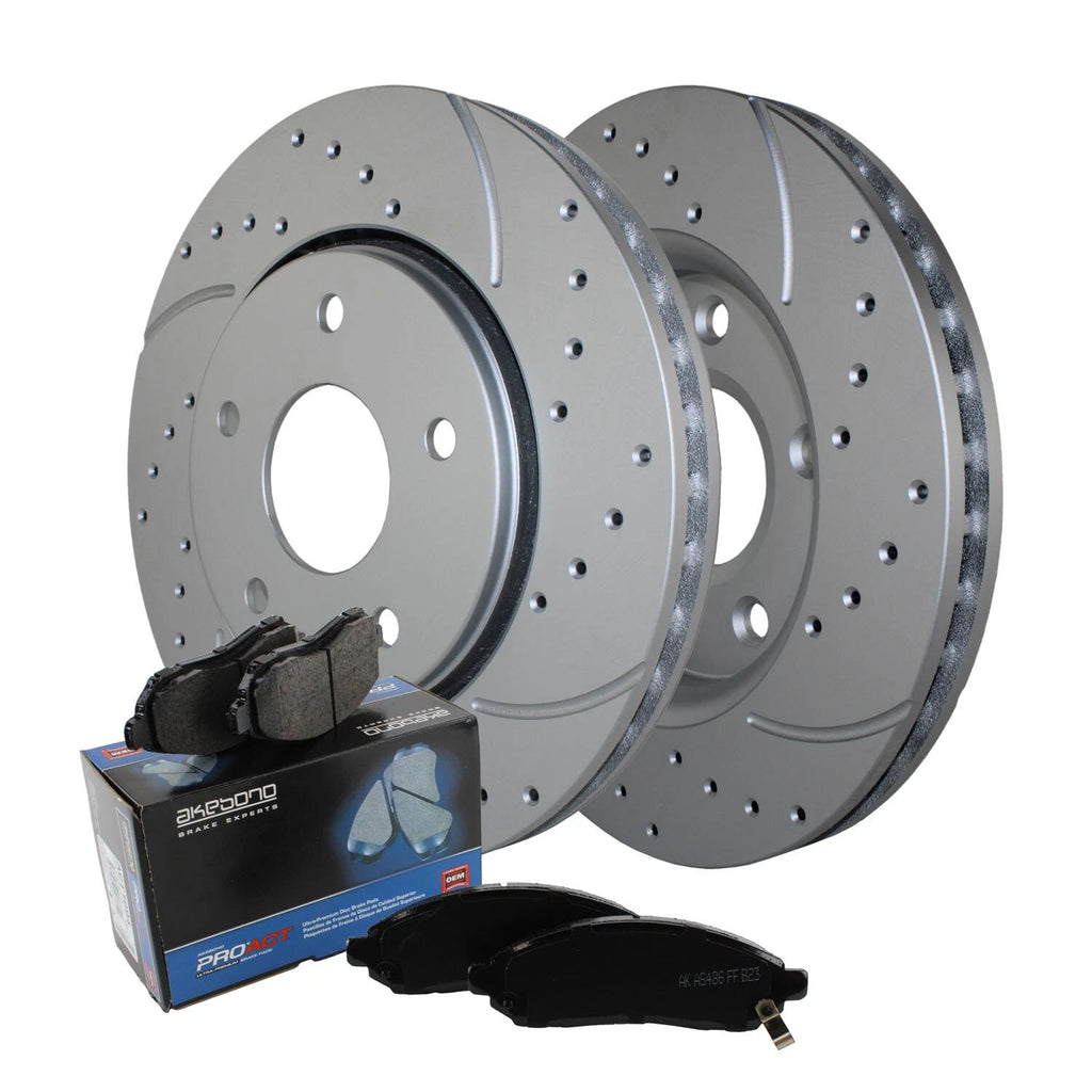 Front Brake Kit 302mm Drilled Rotors & Akebono Ceramic Pads for Chrysler Dodge Ram