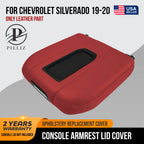 Leather Console Lid Bucket Cover for Chevrolet Silverado (2019–2020) Red