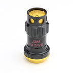 Set of 16 Aluminum Gold Rim Lock Nuts + Adapter M12x1.5 22mm OD/45mm Tall