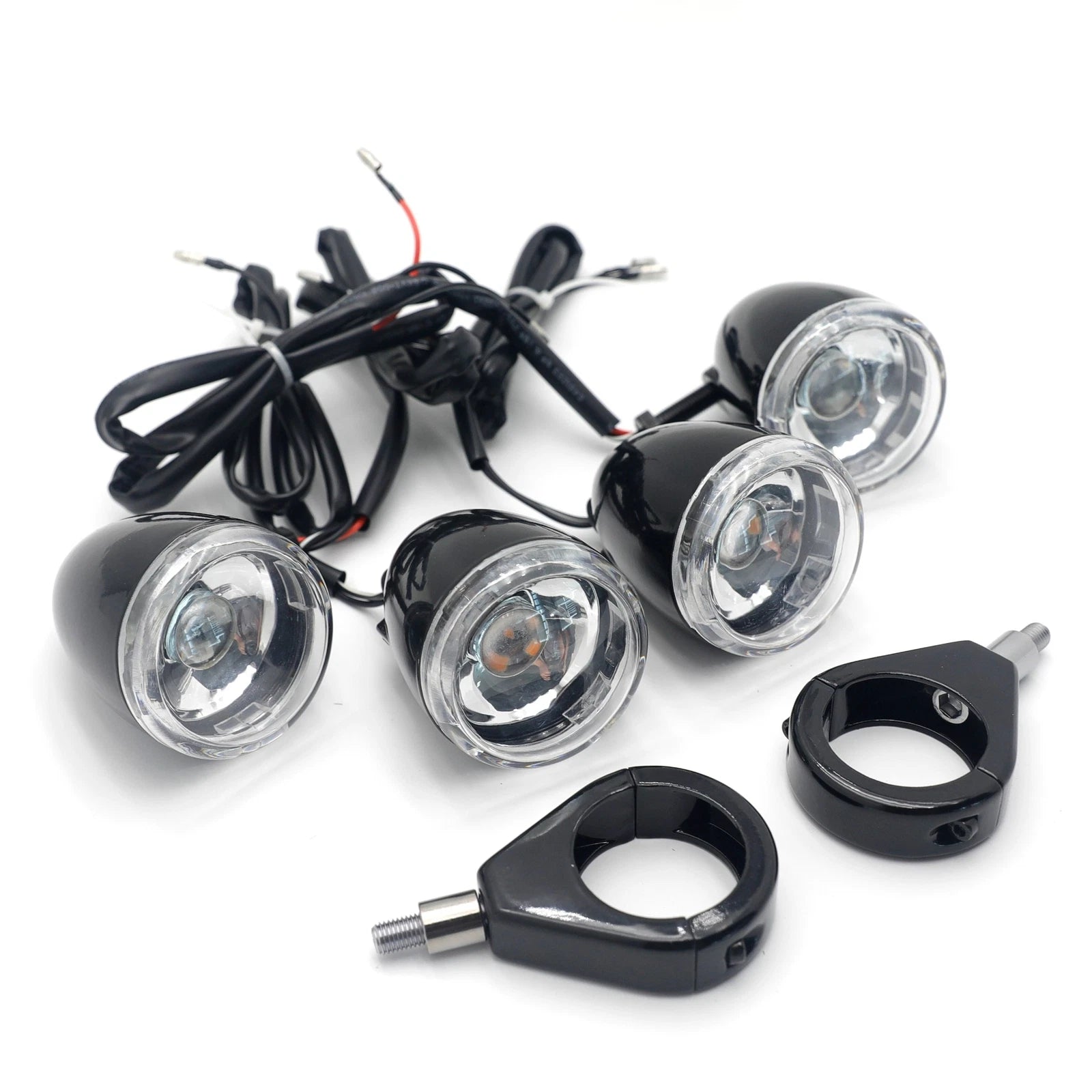 Motorcycle Turn Signals Kit for Harley Davidson (LED, 41mm, Clear Lens, Black)