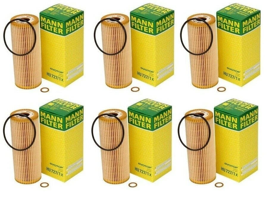 Set of 6 Oil Filter Kits for Mercedes W124 W129 W140 W203 (OEM HU727/1x)