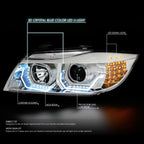 3D Crystal LED U-Halo Projector Headlights for BMW E90 (2009–2012)
