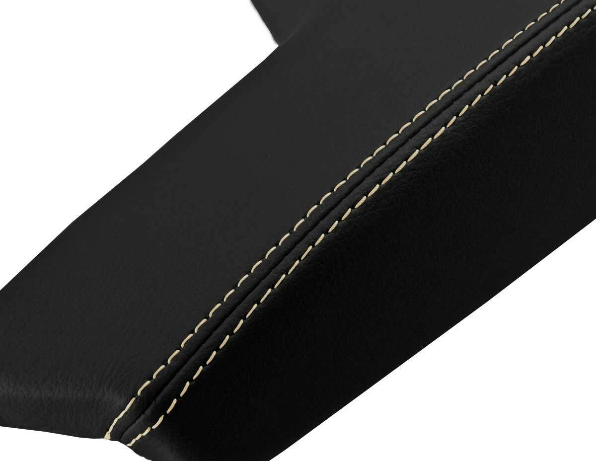 Leather Console Lid Armrest Cover for Buick Regal (2011–2017) Black Beige Stitch