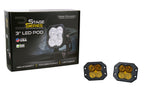 LED Pod Lights Pair SAE Flood Yellow for Diode Dynamics Backlight SS3 (2005–2015)