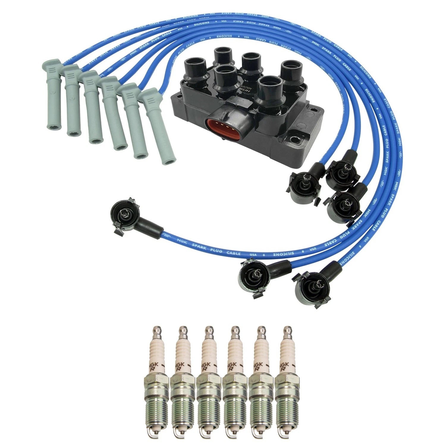 Set of 6 Hitachi Ignition Coils & NGK V-Power Spark Plugs for Explorer V6