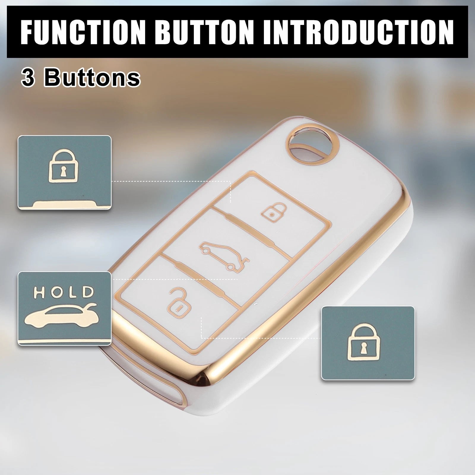 3 Button Remote Control Key Fob Case for Volkswagen Jetta Eos (2006–2014)