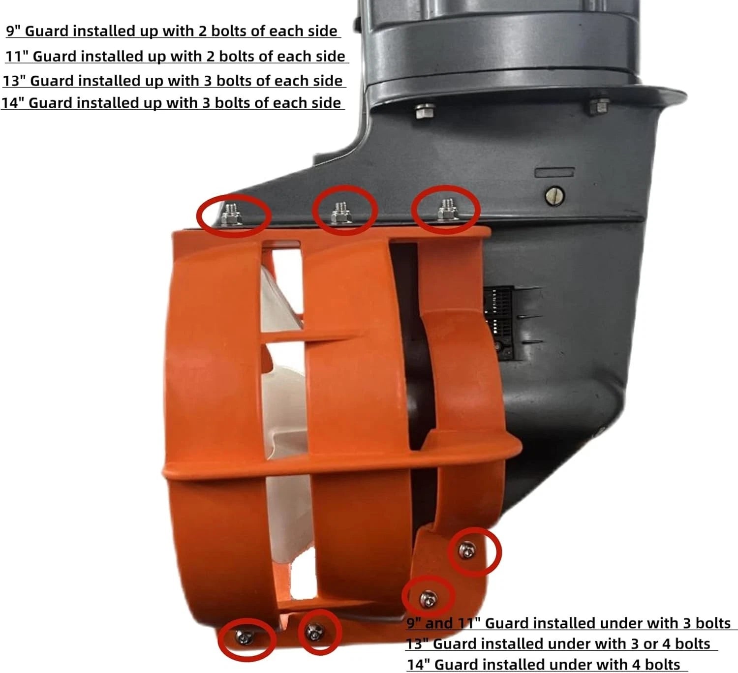 14" Propeller Safety Guard for Outboard Motors 70-120 HP (Polypropylene)