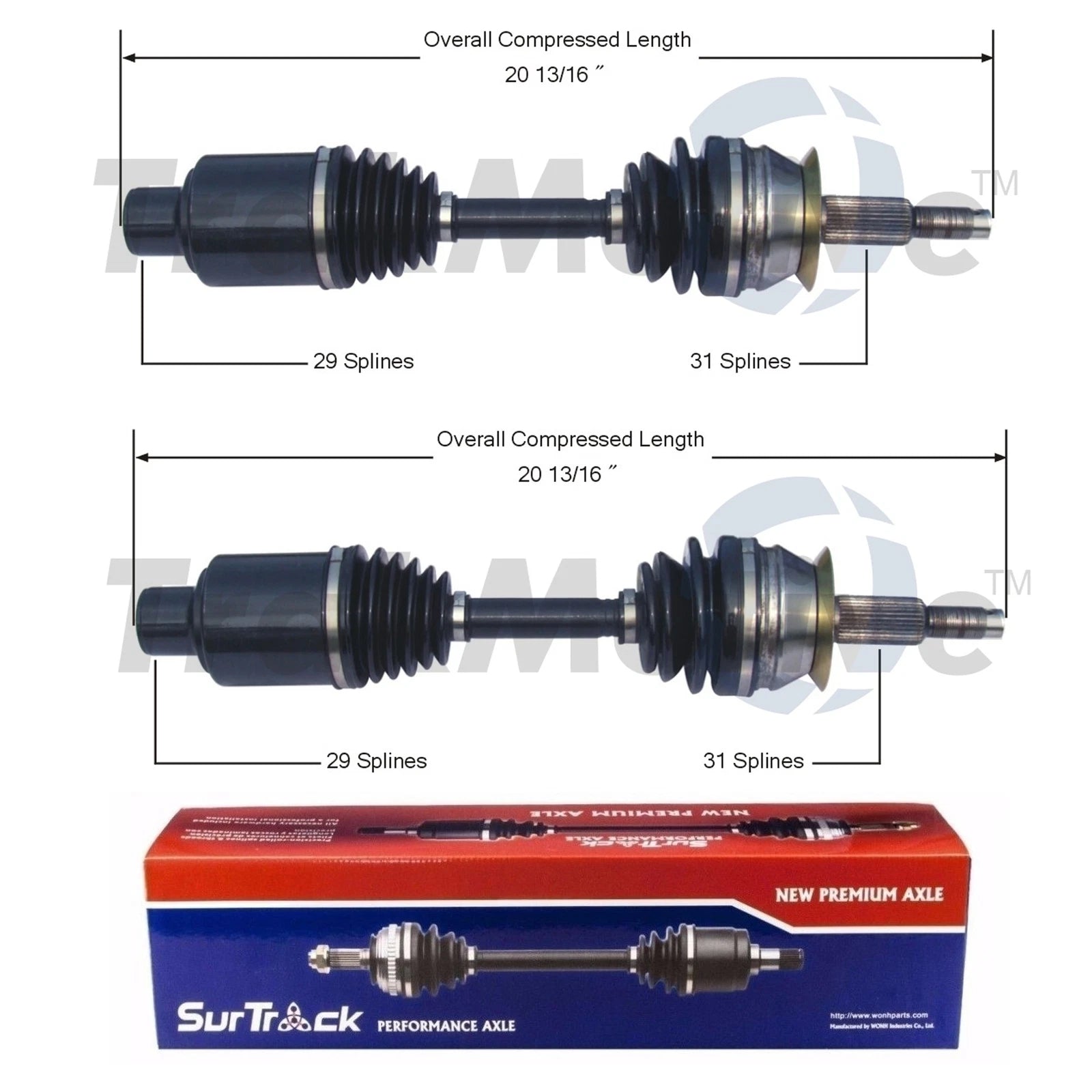 Set of 2 Front CV Axle Shafts for Dodge Dakota Durango 4WD (1997–2004)