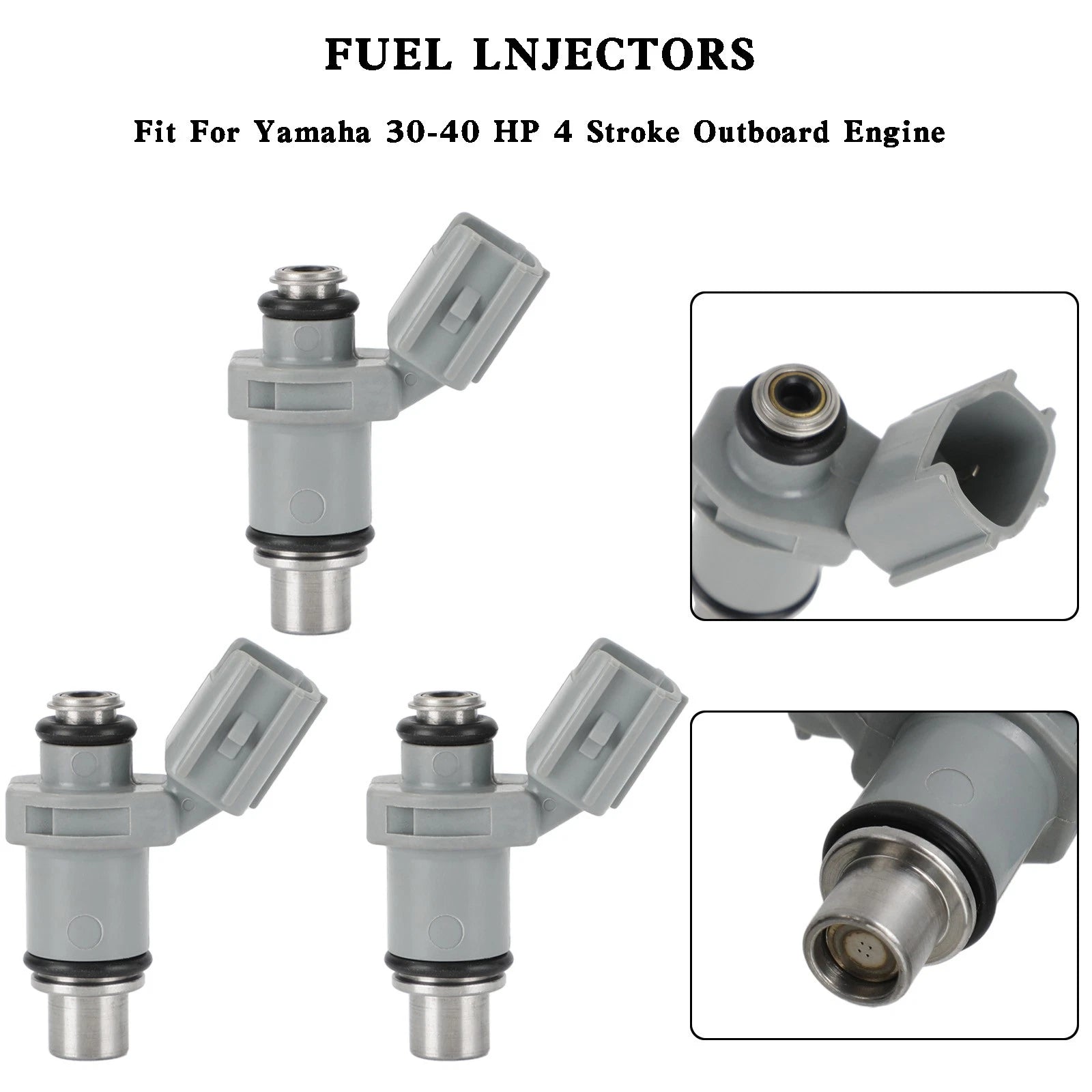 3PCS Fuel Injectors for Yamaha Outboard F 30HP 40HP (4-Stroke) 6BG-13761-00