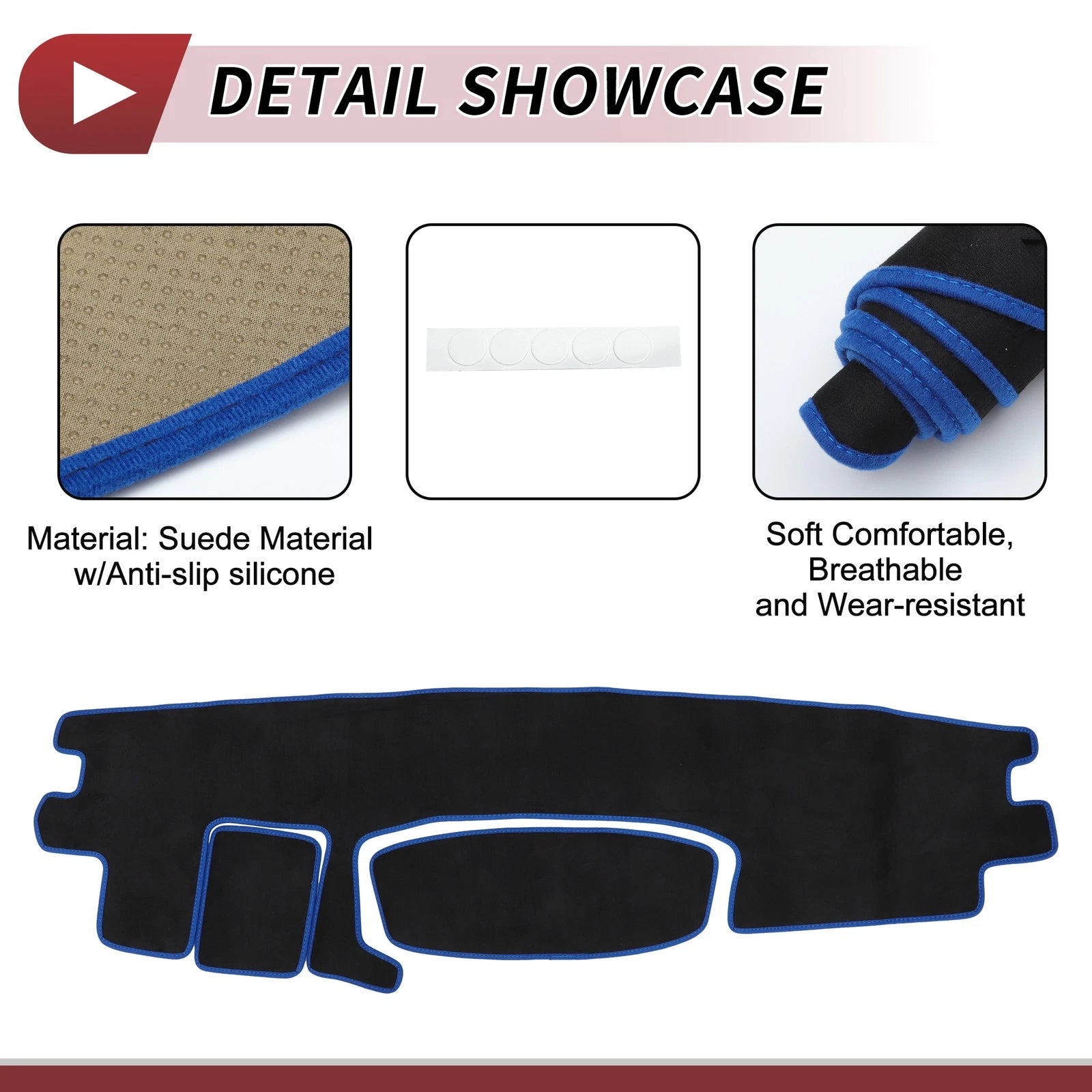 Dashboard Cover Mat for Toyota Roomy Tank (2016–2020) Black Blue