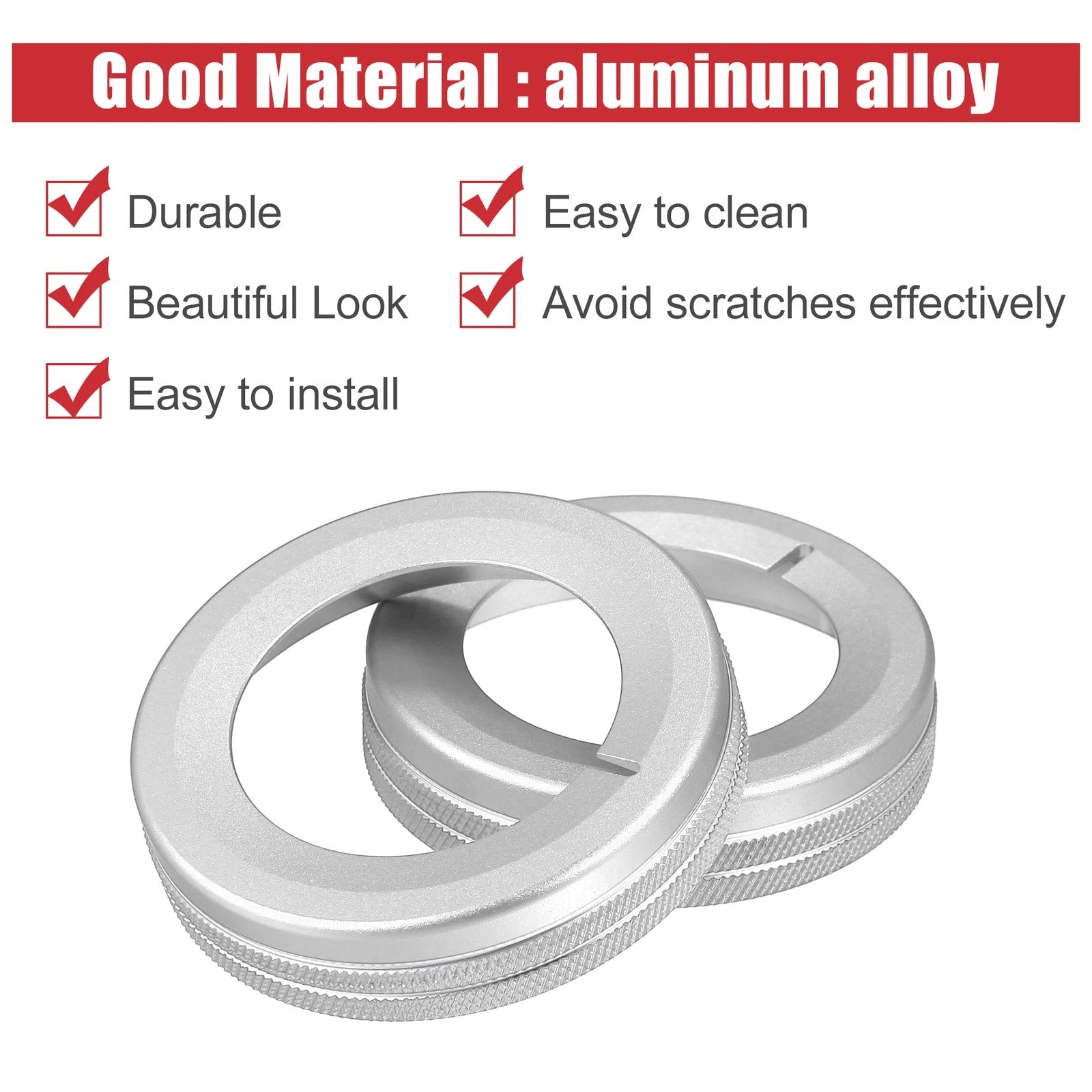 Set of 4 Aluminum Alloy Center Control Ring Knob Covers for Chevrolet 