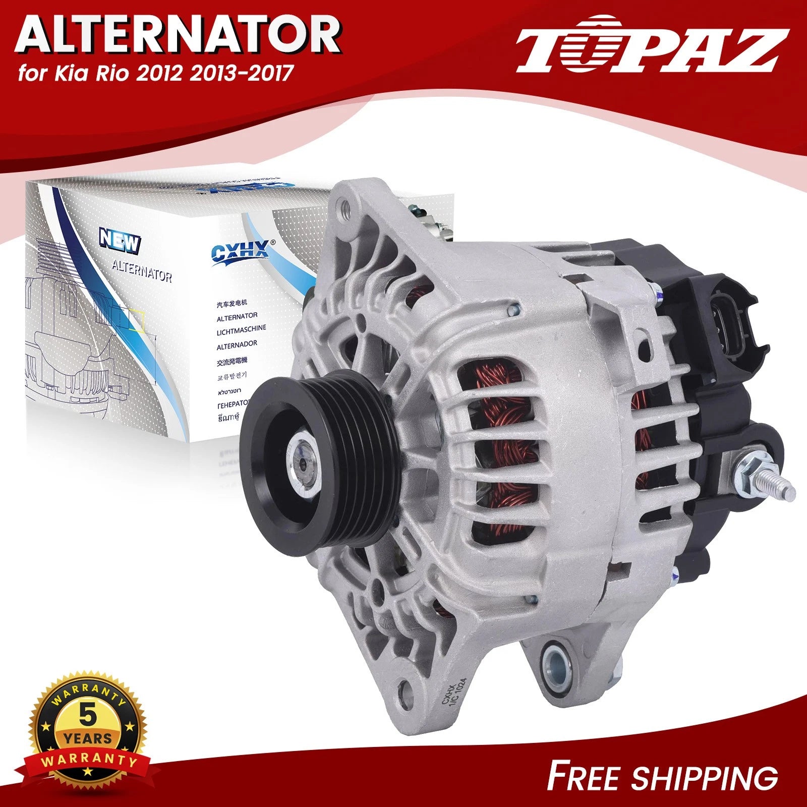 Alternator for Kia Rio (2012–2017) 12V 110A 6-Groove