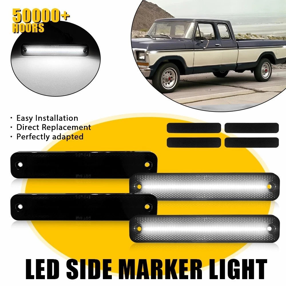 Set of 4 Smoked White LED Side Marker Lights for Ford E-Series (1975–1991)