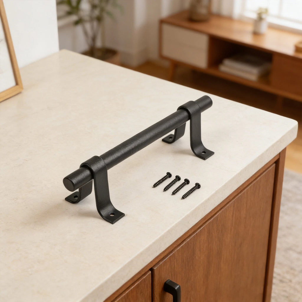 Barn Door Handle for Sliding Door (Carbon Steel, Black Finish)