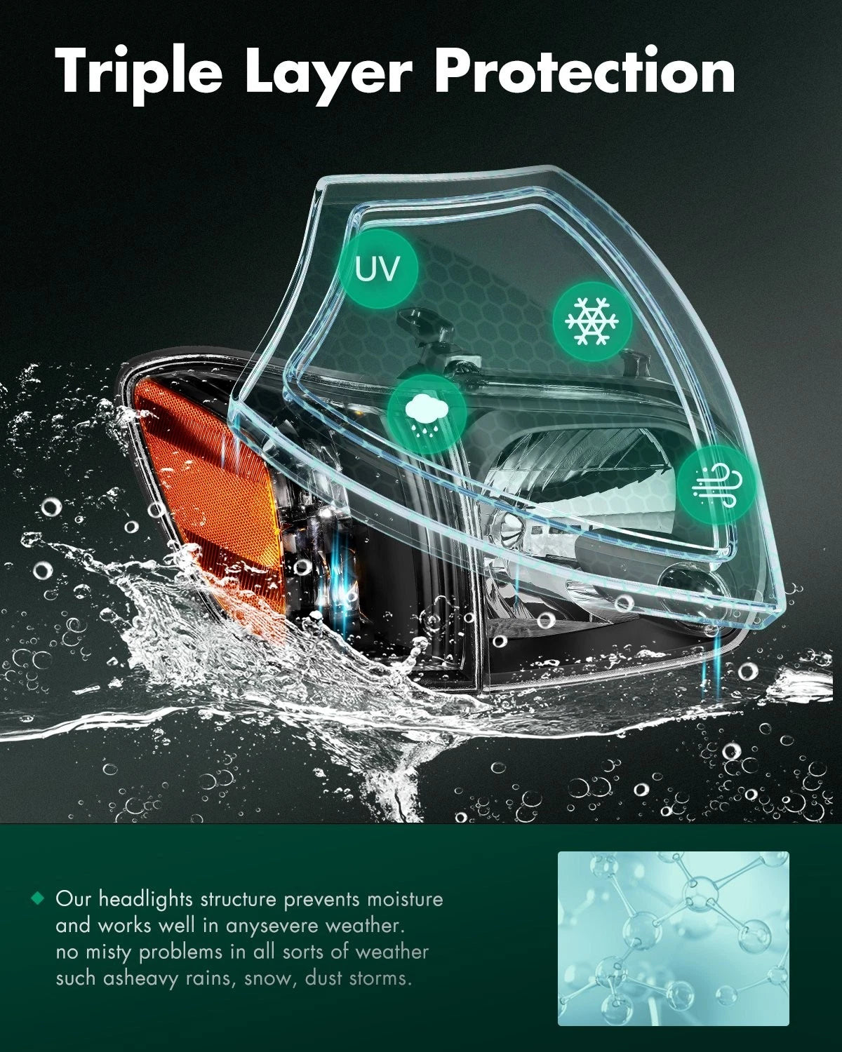 Set of 2 Black Amber Headlights for Toyota Tundra Sequoia (2005–2007)