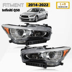 Full LED Headlight Assembly for Infiniti Q50 (2014–2022) Left+Right Pair