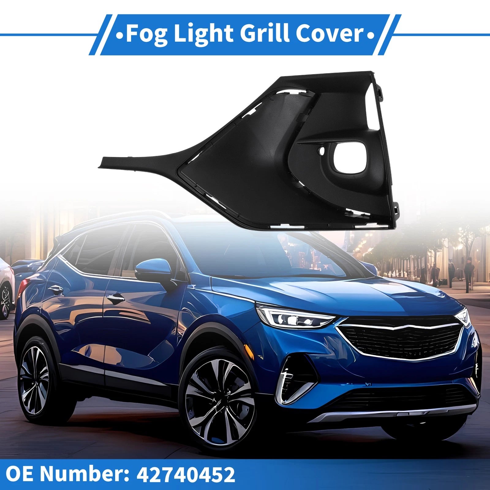 1 Pc Fog Light Grill for Buick Encore GX (2020–2023) No. 42740452 Black