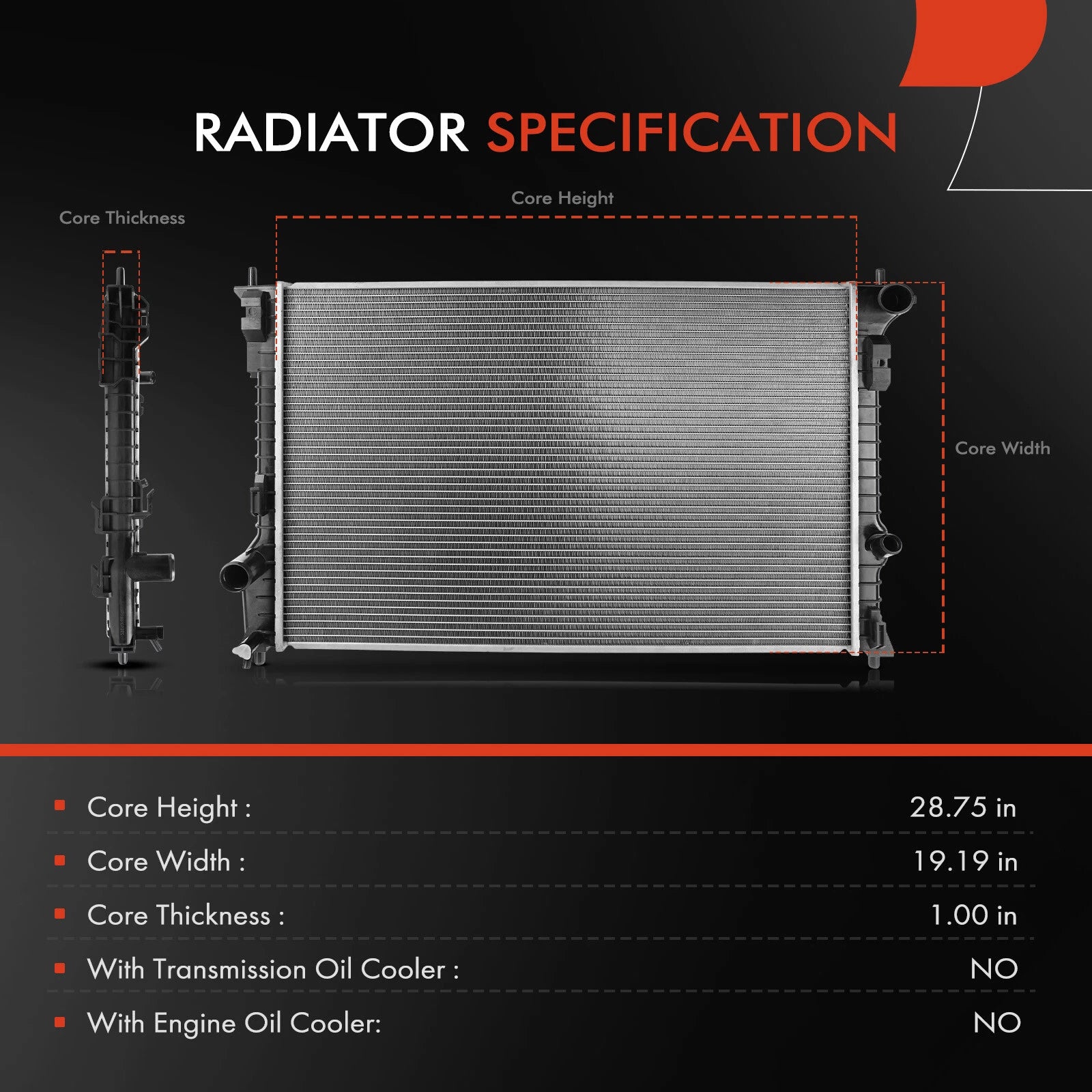 Radiator for Ford Explorer, Flex, Lincoln MKT (2010–2019) w/ Towing Package