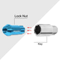 20Pc M12X1.5 Sky Blue JDM Open End Aluminum Spline Wheel Lug Nuts + Key
