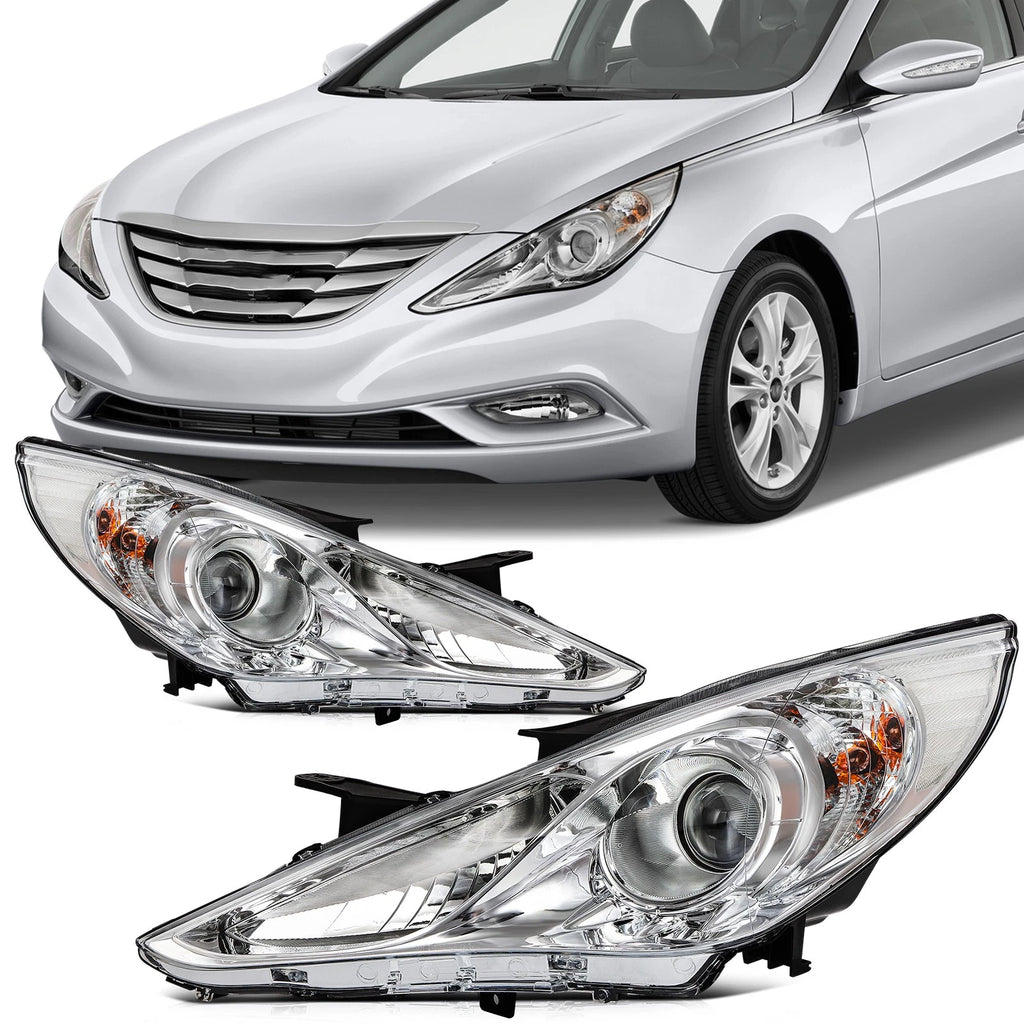 2X Headlight Assembly for Hyundai Sonata (2011–2014) Chrome