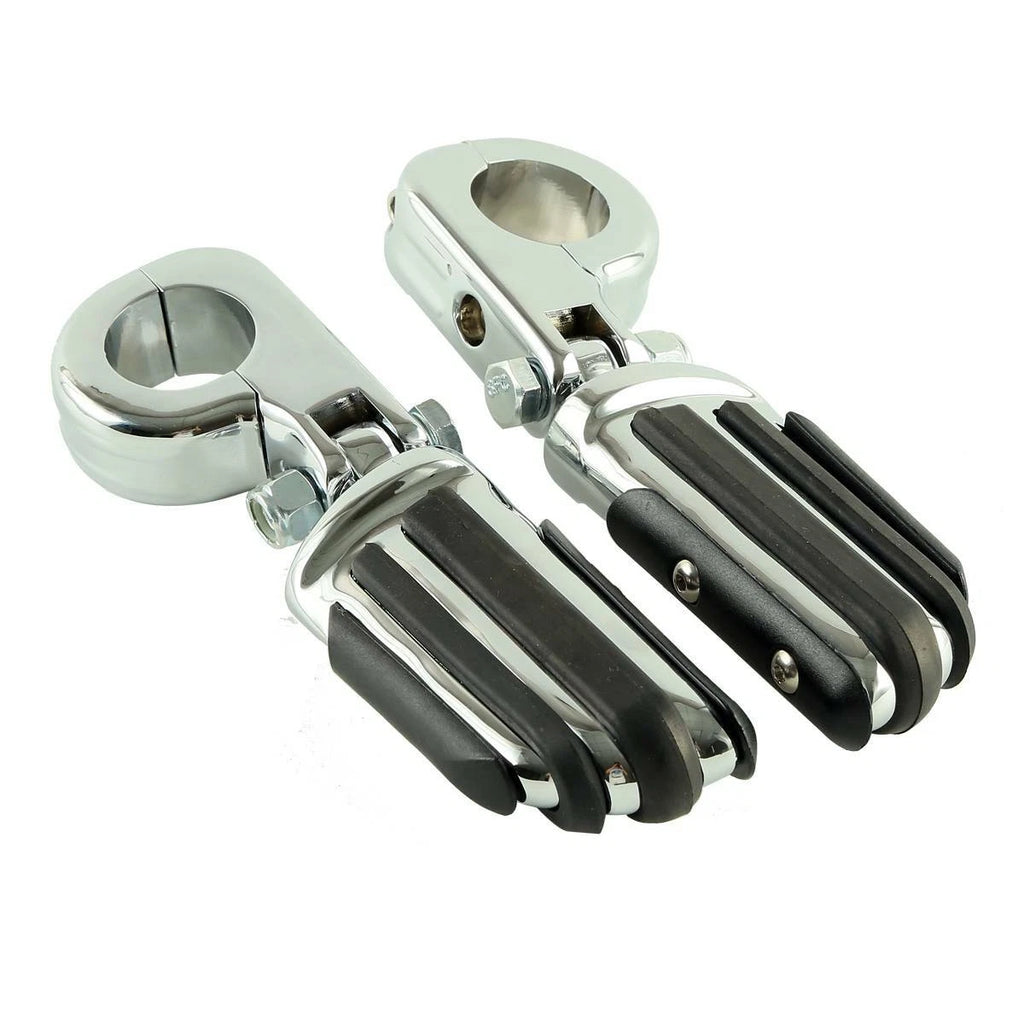 1 1/4" Chrome Highway Bar Footpegs Mount Clamps for Harley Yamaha