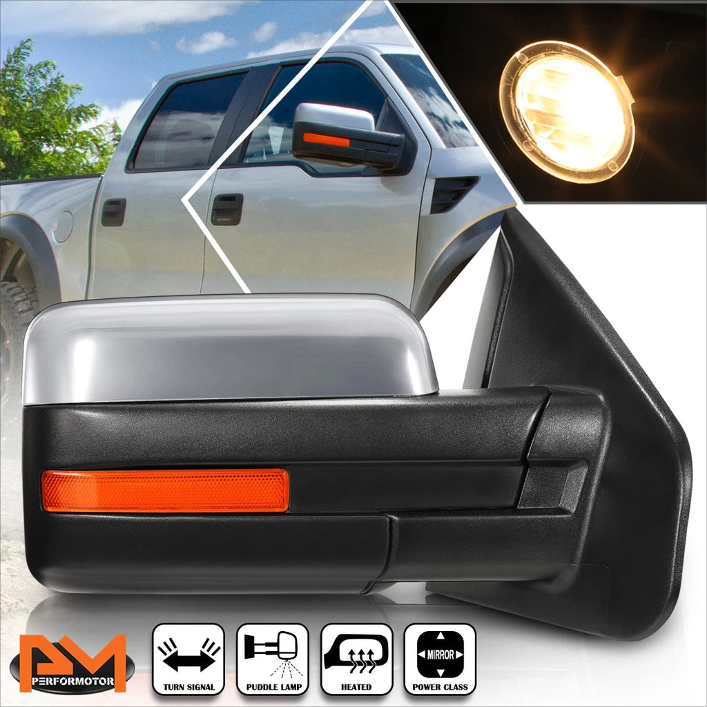 Powered Heated Right Side View Mirror for Ford F150 (2004–2014) - LED Signal, Chrome