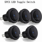 2-Pin Round Switch with Blue LED Light for