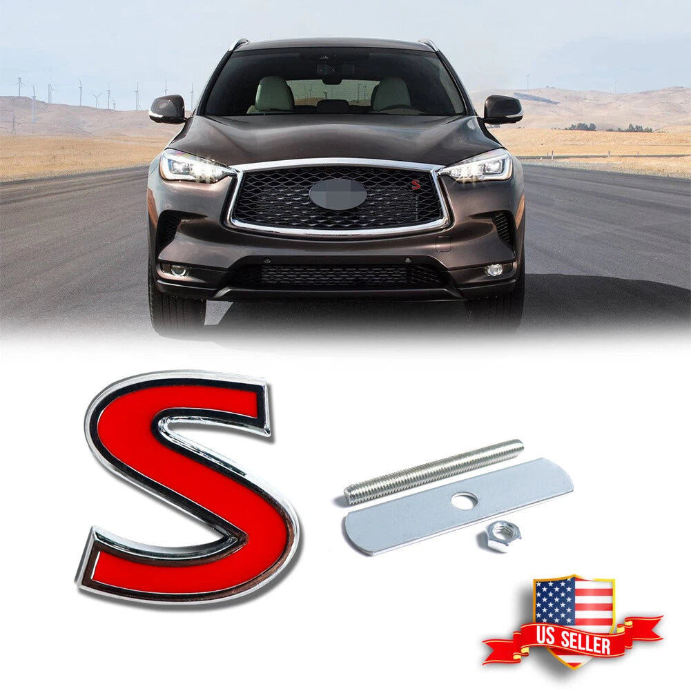 3D Metal S Car Sticker Front Grill Badge for Infiniti Q50 Q60 Q70 (2014–2021)