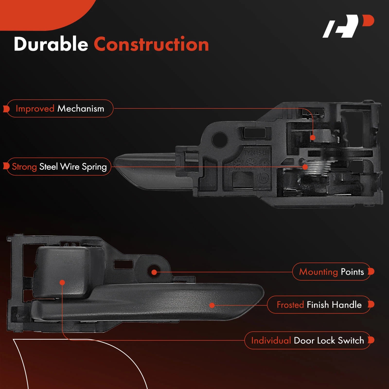Front Left Black Interior Door Handle for Toyota RAV4 (2019-2021)