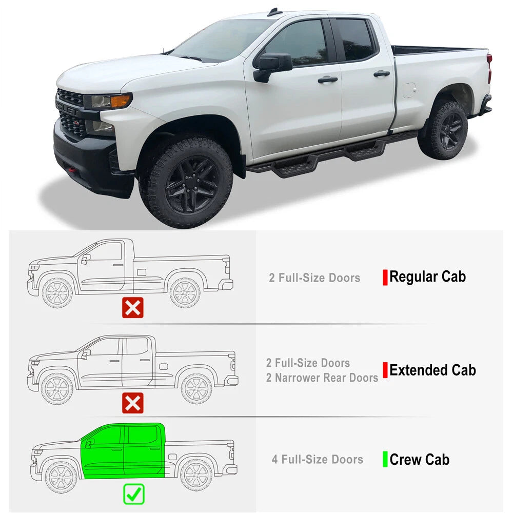 Wheel to Wheel Nerf Bar for Silverado Sierra Crew Cab (2019-2026)