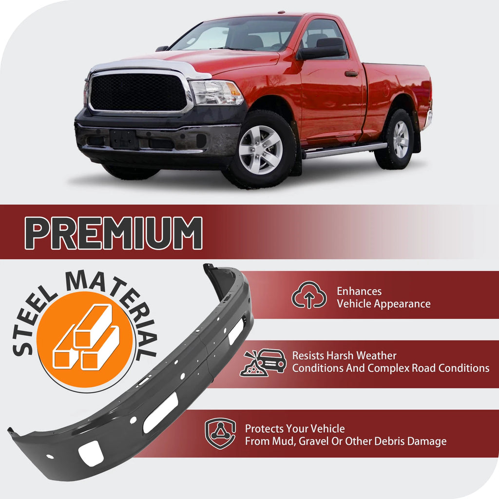 Steel Front Bumper Face Bar for RAM 1500 (2013–2024) with Fog & Park
