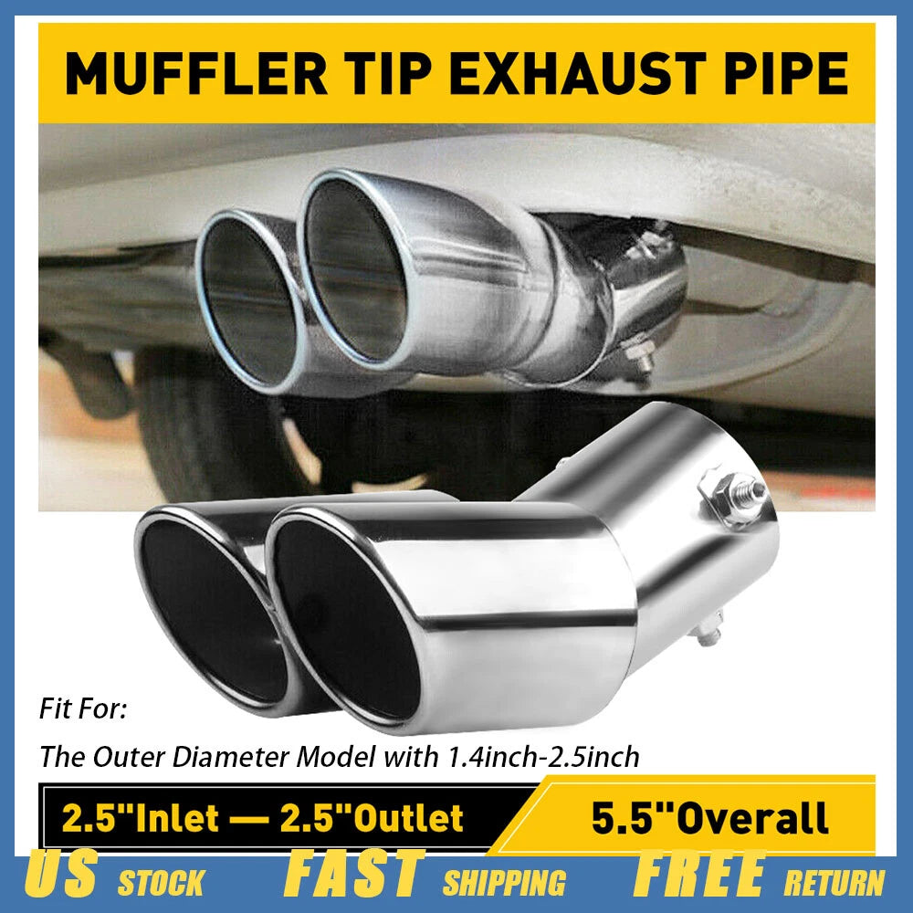 2.5" Chrome Muffler Exhaust Tip for Universal Fit 