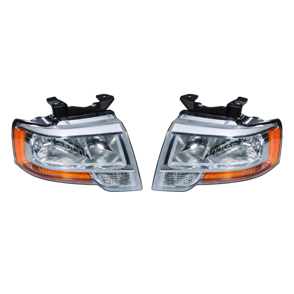 Set of 2 Chrome Halogen Headlight Assemblies for Ford Expedition (2015–2017)