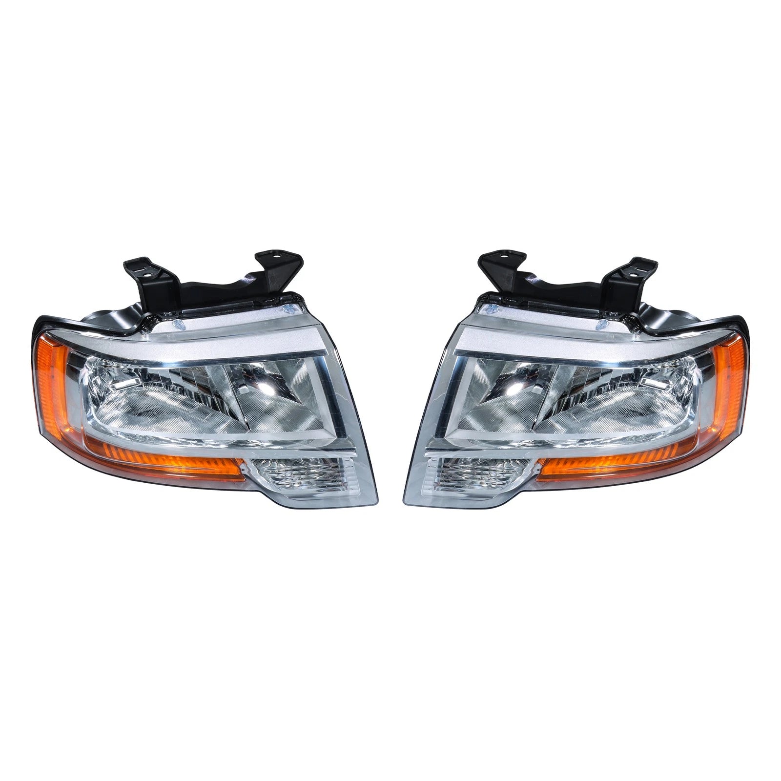 Set of 2 Chrome Halogen Headlight Assemblies for Ford Expedition (2015–2017)