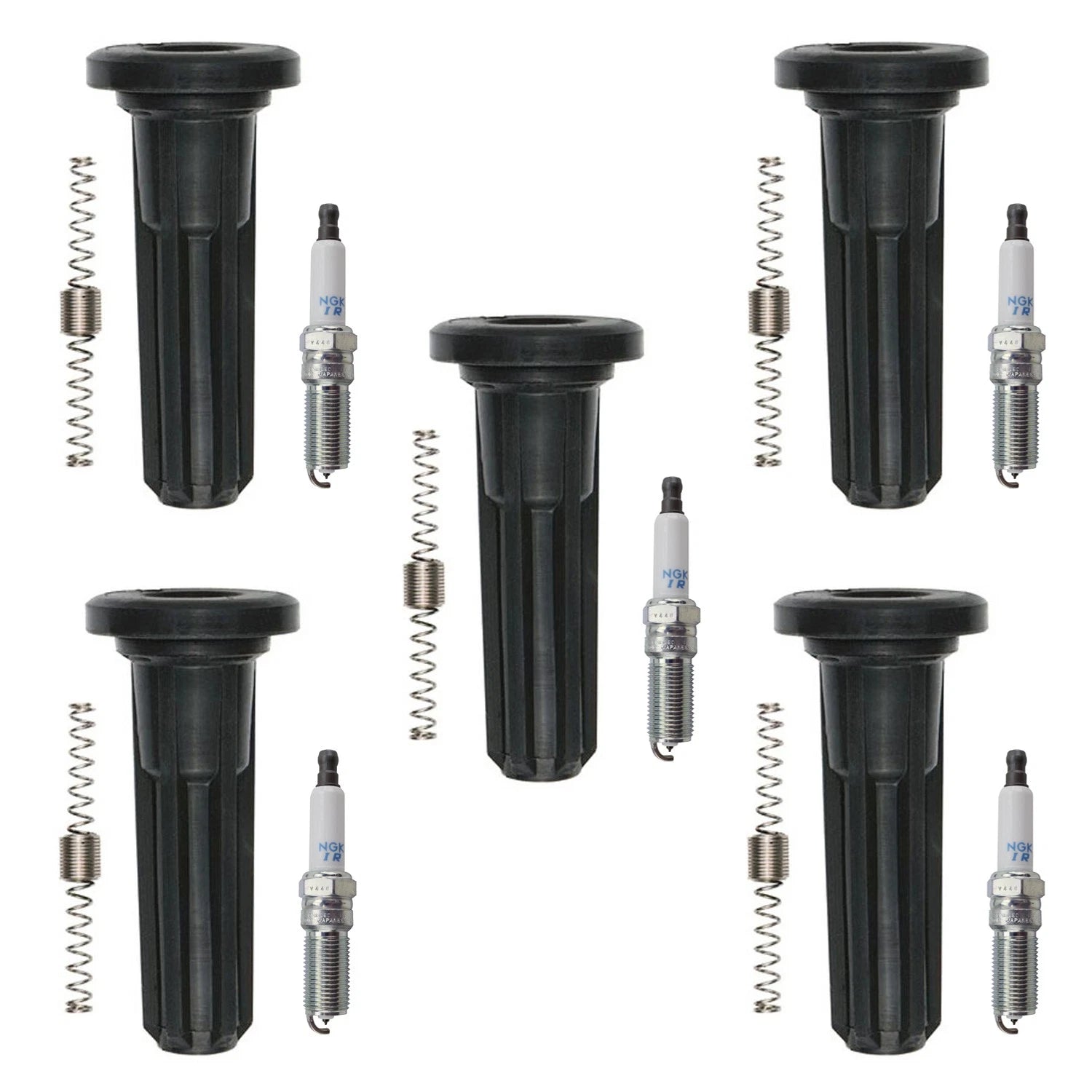Set of 5 NGK Laser Iridium Spark Plugs & Denso Coil Boots for Canyon Colorado