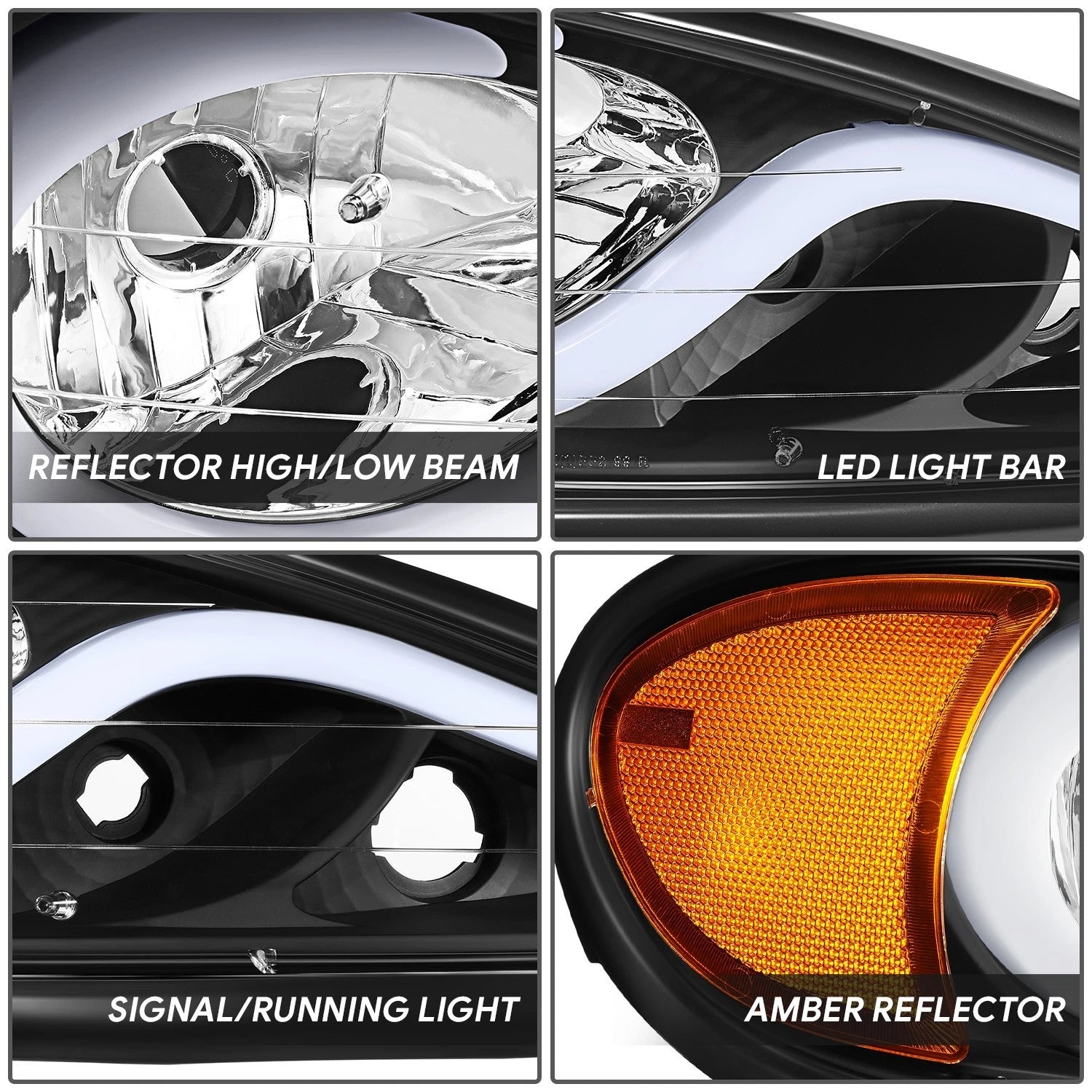 LED DRL for Pontiac Grand Am (1999–2005) Black Housing Amber Side Lamp