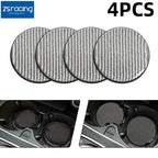 Set of 4 Carbon Fiber Cup Holder Pads Non-Slip for Car Accessories