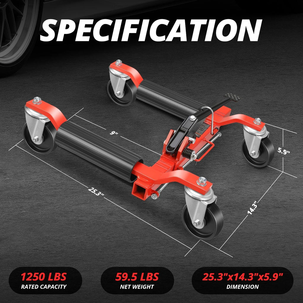 Set of 2 Hydraulic Wheel Repair Dolly Jacks 10.2"-22.4" 1250lbs