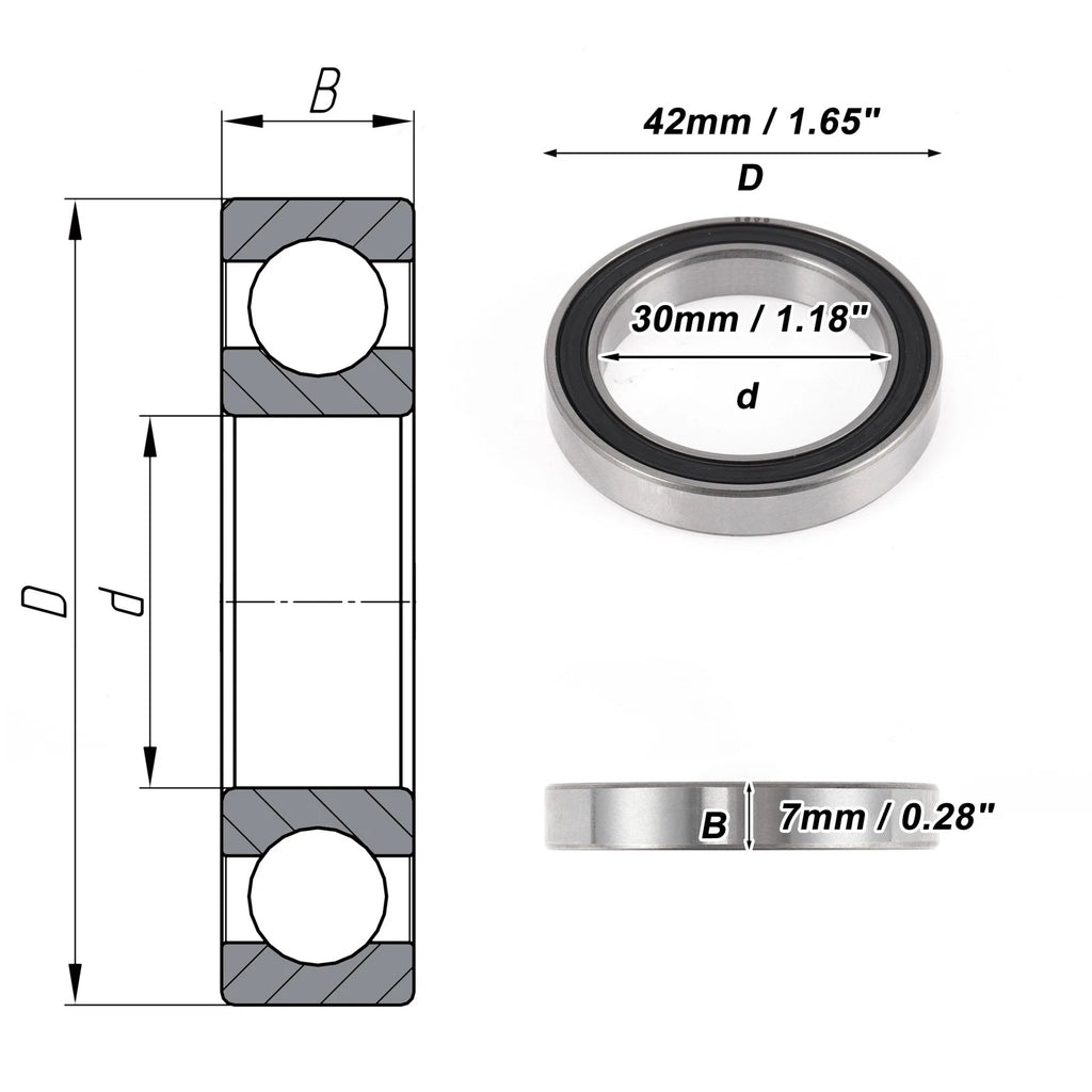 Deep Groove Ball Bearing 30x42x7mm for Scooter Skateboard (6806DD)